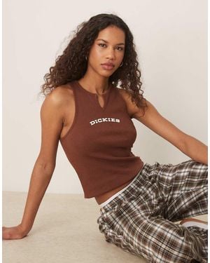 Dickies V Neck Long Line Vest - Brown