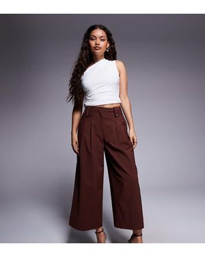 ASOS Petite Tailored Cropped Tab Waist Trousers - Purple