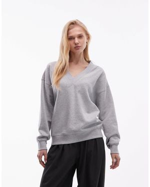 ARKET Pure Cotton Oversized V Neck Sweatshirt - Grey