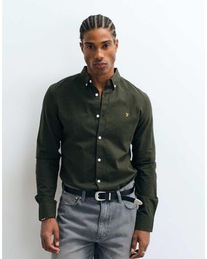 Farah Brewer Long Sleeve Logo Shirt - Green