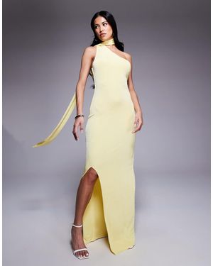 Aria Cove Scarf Neck One Shoulder Maxi Dress - Blue