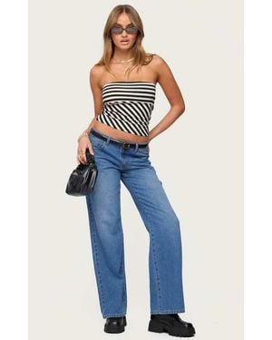 Edikted Nikoletta Straight Leg Low Rise Jeans - Blue