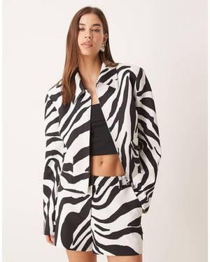 ASOS Tailored Zip Front Cropped Blazer Co-ord - White