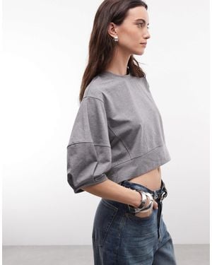 ASOS Midi Sleeve Cropped Sweatshirt - Grey