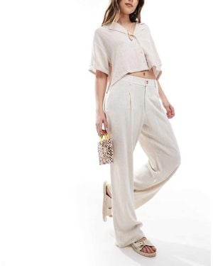 Miss Selfridge Linen Blend Tailored Wide Leg Trousers - White