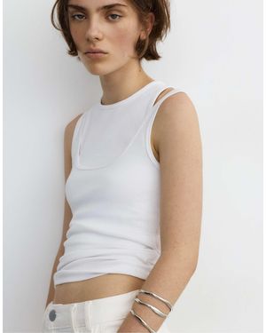 Pull&Bear – 2er-pack wellige armreife - Weiß