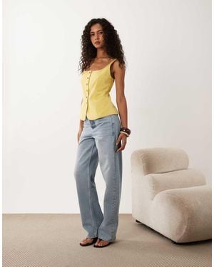 ASOS Chaleco De Traje Con Cuello Redondo En - Amarillo