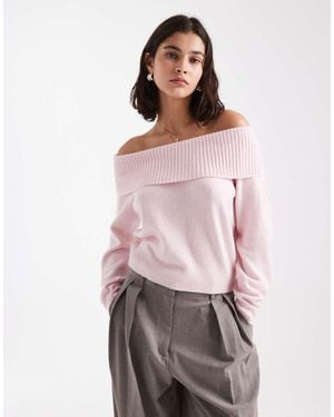 Hollister Off Shoulder Knitted Jumper - Pink