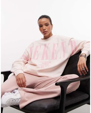 ASOS Weekend Collective Icon Sweatshirt With Stacked Logo - Pink