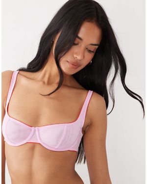 ASOS Marley Sheer Mesh High Apex Balcony Underwire Bra With Picot Trim - Yellow