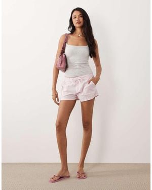 Gina Tricot Linen Blend Micro Cargo Shorts - Pink