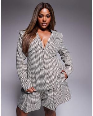 ASOS Curve Houndstooth Blazer With Bow Back - Gray