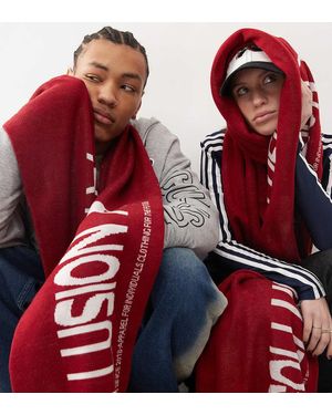 Collusion Bufanda Roja Ancha De Estilo Deportivo Con Logo De Punto De Grosor Medio De - Rojo