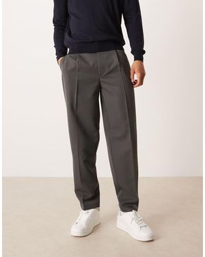 ASOS Smart Pleated Oversized Tapered Trousers - Black