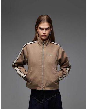 Obey Chaqueta Vaquera Tipo Chándal Y Beis Con Raya Lateral Astrid De - Gris