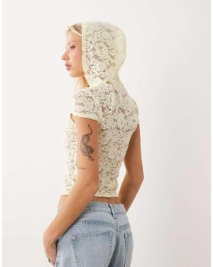 Motel Top De Encaje Con Capucha En Sorbete Axelle-Blanco