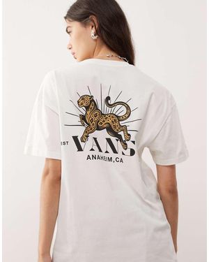 Vans T-Shirt Oversize Color Marshmallow Con Stampa Di Leopardo - Neutro