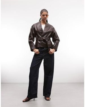 ASOS Real Leather Belted Jacket - Black