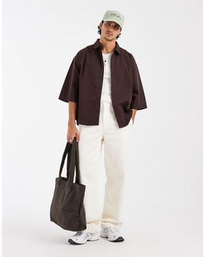 ASOS Oversized Poplin Shirt - Brown