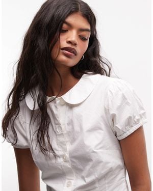 Collusion Babydoll Fitted Short Sleeve Shirt - White