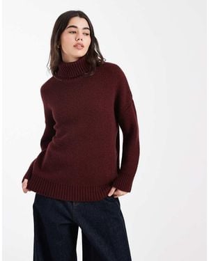Miss Selfridge Roll Neck Split Hem Jumper - Purple