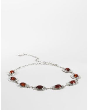 ONLY Boho Kettingriem Met Bruine Steentjes - Naturel