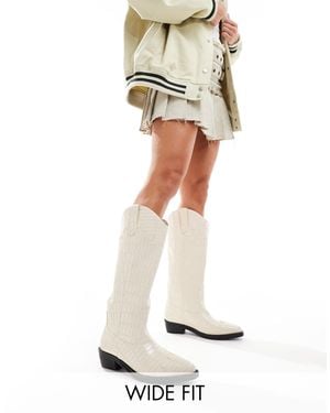 Public Desire – apollop – kniehohe westernstiefel - Weiß