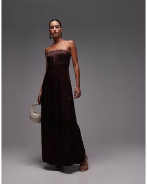 TOPSHOP Satin Bandeau Midi Dress - Grey