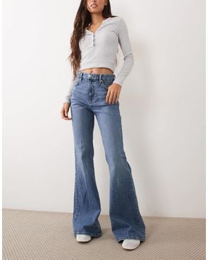 Mango Violeta jean évasé 100 % coton moyen - Bleu