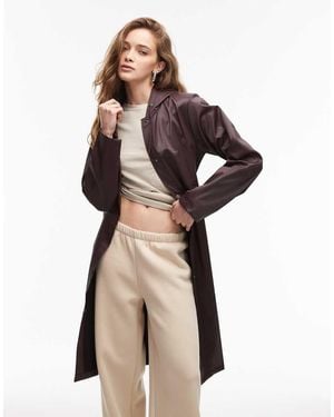 Rains Chaqueta Larga Granate Impermeable De Corte Acampanado Con Cinturón 12020 De -Marrón - Neutro