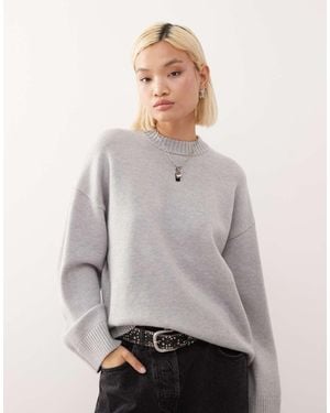 Monki Jersey Gris Jaspeado Extragrande Con Hombros Caídos De