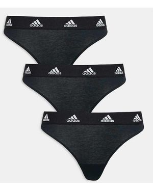 adidas 3 Pack Active Comfort Cotton Thongs - Black