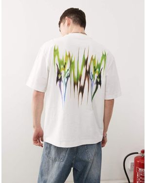Weekday T-Shirt Bianca Vestibilità Comoda Con Stampa Sul Davanti E Sul Retro - Bianco
