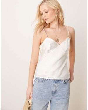 Abercrombie & Fitch Bare Back Pearl Shell Cami Top - White