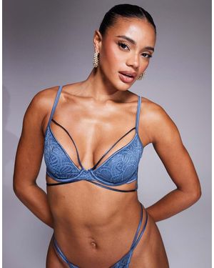 ASOS Talia Strappy Lace Underwired Bra - Blue