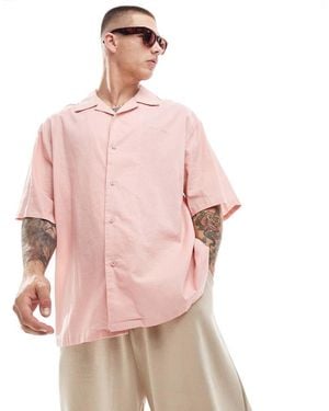 Sixth June Short Sleeve Oversized Linen Shirt - Pink