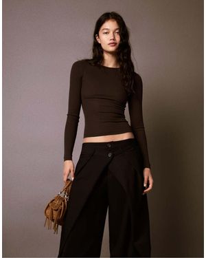 Bershka Long Sleeve Top - Brown