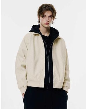 Pull&Bear Bomberjack Van Vilt Met Textuur - Naturel