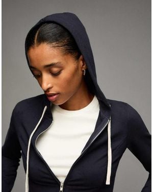 Bershka Zip Up Hoodie - Blue