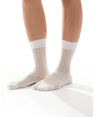ASOS Ribbed Split Toe Calf Socks - White