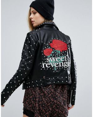 Pull&Bear Pull & Bear Star Studded Jacket - Black