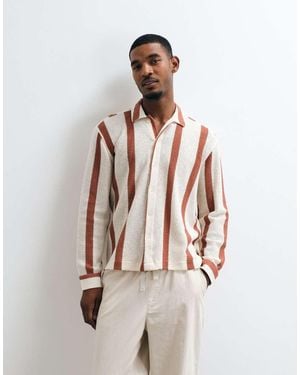 ASOS Camisa Holgada De Croché A Rayas Con Detalle De Tapeta En-Neutro