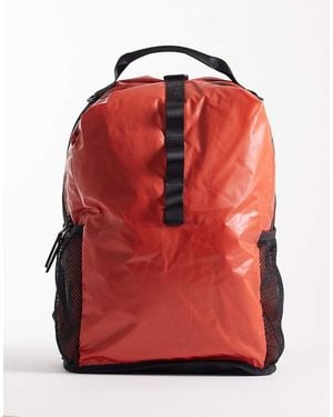 Rains 14680 Sibu Waterproof Grid Print Clip Front Backpack - Red
