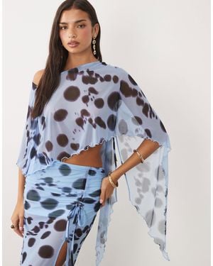 ASOS Asymmetric Spot Cape Style Top - Blue