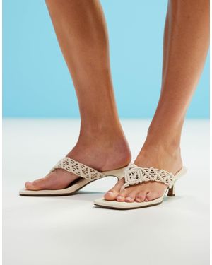 ASOS Hawaii - sandales tressées à petit talon et entre-doigts - cassé - Bleu