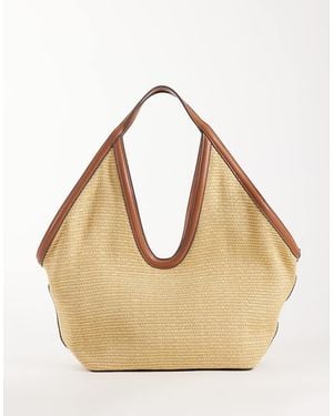 Mango Borsa Da Spalla Intrecciata Con Finiture Marroni - Neutro