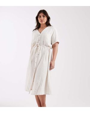 ONLY Linen Mix Shirt Dress - White