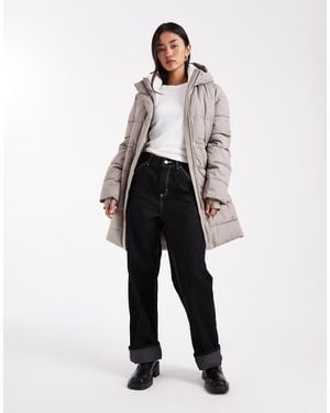 Hollister Parka Acolchada Con Cuello Alto De - Blanco