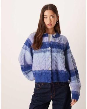 Y.A.S Cárdigan Azul Con Diseño Color Block De Punto Grueso Premium De