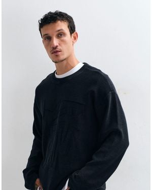 Weekday Oversized Sweater With Keep Going 3d Jacquard Graphic - Blue
